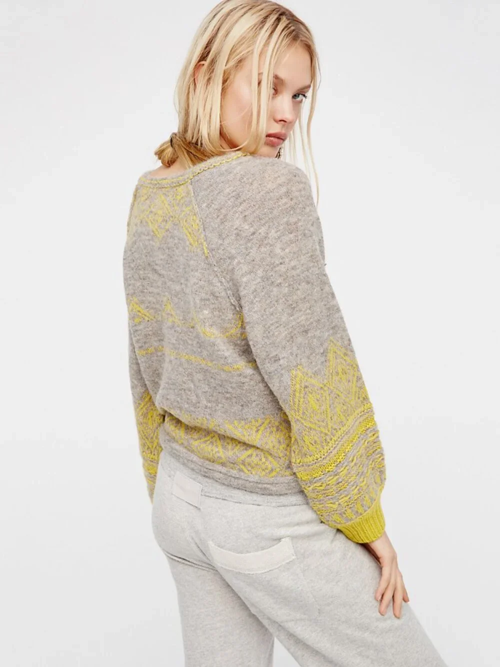 Free People Hidden Valley Pullover in Grey Combo - sz L